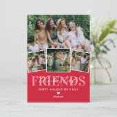 Beste vrienden 4 foto Galentines Day Feestdagenkaart (Staand voorkant)