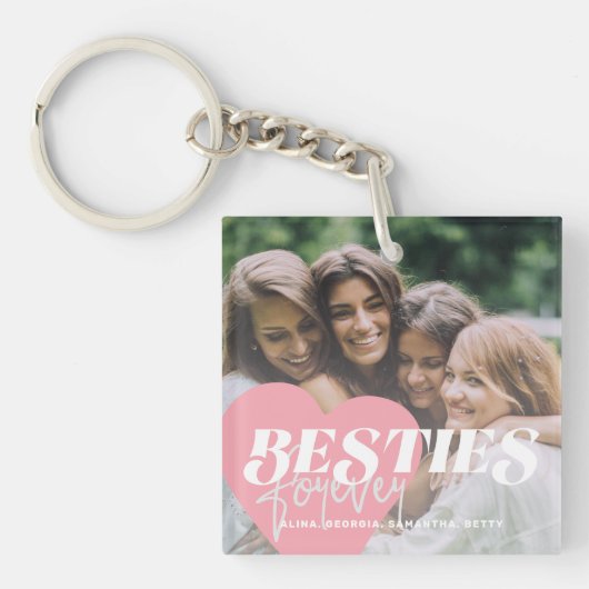Beste vrienden 5 foto collage girale roze schattig sleutelhanger (Voorkant)