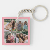 Beste vrienden 5 foto collage girale roze schattig sleutelhanger (Achterkant)