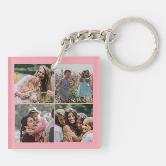 Beste vrienden 5 foto collage girale roze schattig sleutelhanger (Achterkant)