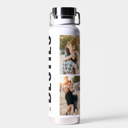 Beste vrienden Aangepast Initiaal 4 Foto Waterfles (Achterkant)