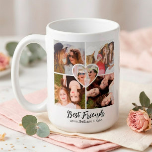 BESTE VRIENDEN Aangepaste foto-collage & Namen Koffiemok