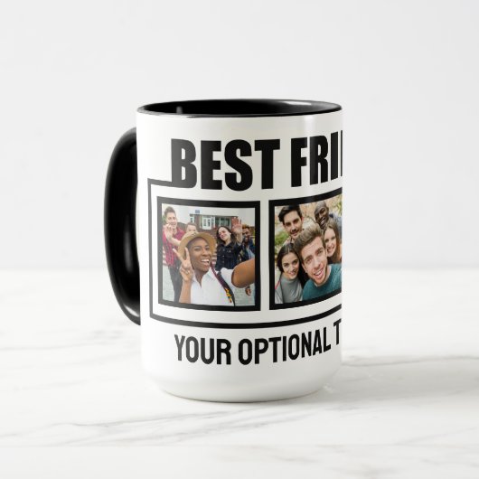 Beste vrienden, aangepaste foto's en tekst mok (Voorkant links)