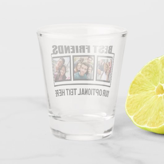 Beste vrienden, aangepaste foto's en tekst shot glas (Achterkant)