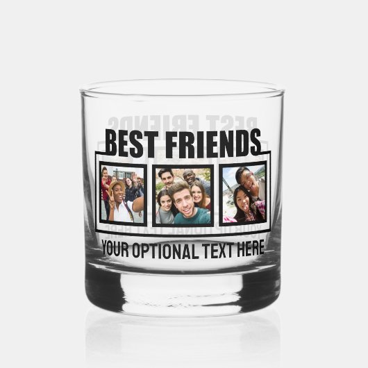 Beste vrienden, aangepaste foto's en tekst whisky glas (Voorkant)