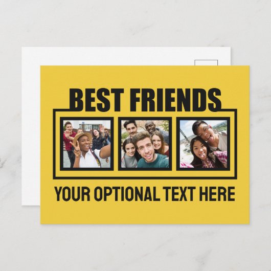 Beste vrienden, aangepaste foto's, tekst en kleur briefkaart (Voorkant / Achterkant)