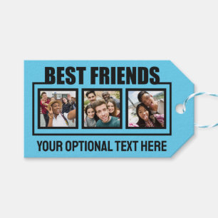 Beste vrienden, aangepaste foto's, tekst en kleur cadeaulabel