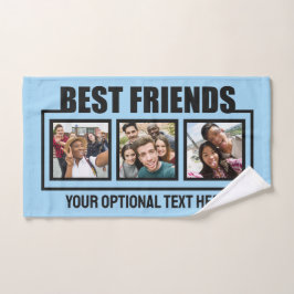 Beste vrienden, aangepaste foto's, tekst en kleur handdoek