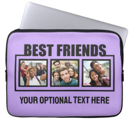 Beste vrienden, aangepaste foto's, tekst en kleur laptop sleeve