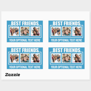 Beste vrienden, aangepaste foto's, tekst en kleur rechthoekige sticker