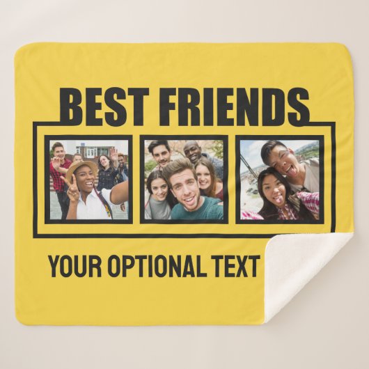 Beste vrienden, aangepaste foto's, tekst en kleur sherpa deken (Voorkant (horizontaal))