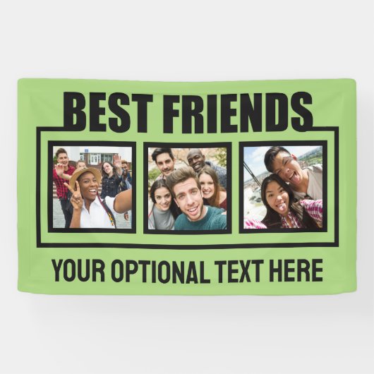 Beste vrienden, aangepaste foto's, tekst en kleur spandoek (Horizontaal)