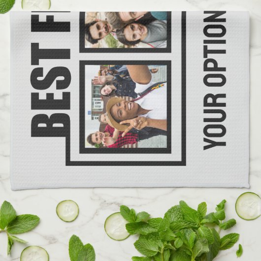 Beste vrienden, aangepaste foto's, tekst en kleur theedoek (Gevouwen)