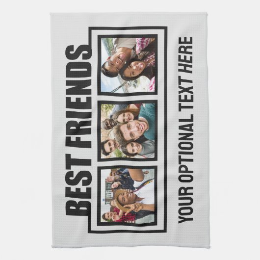 Beste vrienden, aangepaste foto's, tekst en kleur theedoek (Verticaal)
