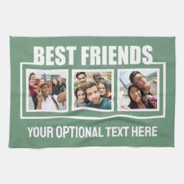 Beste vrienden, aangepaste foto's, tekst en kleur theedoek
