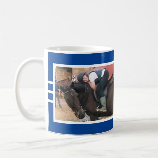 Beste vrienden altijd paardenfoto wit diep blauw koffiemok (Links)
