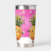 Beste Vrienden Ananas Kawaii Ananas Schattige Roze Geïsoleerde Drinkbeker (Links)