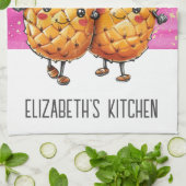 Beste Vrienden Ananas Kawaii Ananas Schattige Roze Theedoek (Gevouwen)