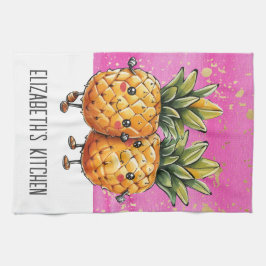 Beste Vrienden Ananas Kawaii Ananas Schattige Roze Theedoek