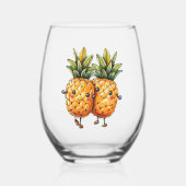 Beste Vrienden Ananas Kawaii Fruit Zomer Wijnglas Zonder Voet (Voorkant)