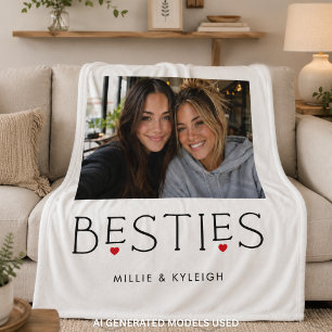 Beste Vrienden Beste Vriendin Hart Typografie Foto Fleece Deken