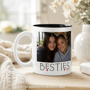 Beste Vrienden Beste Vriendin Hart Typografie Foto Tweekleurige Koffiemok