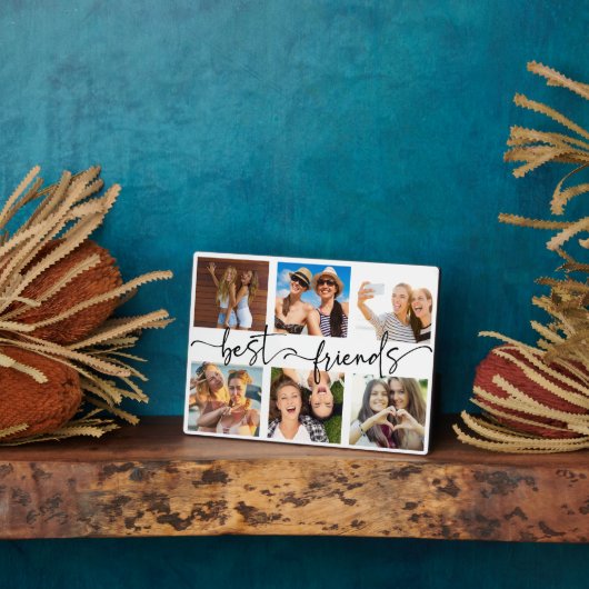 Beste vrienden Bestie Fotocollage Trendy Script Fotoplaat (Zijkant)