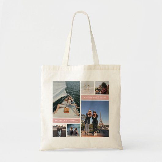 Beste Vrienden Besties 6 Fotocollage Tote Bag (Voorkant)