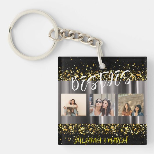 Beste Vrienden Besties Fotocollage BFF Keepsake Sleutelhanger (voorkant)