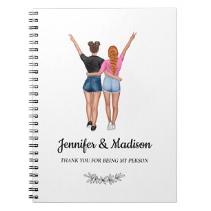 Beste vrienden BFF Besties Vriendschap Aangepaste Notitieboek