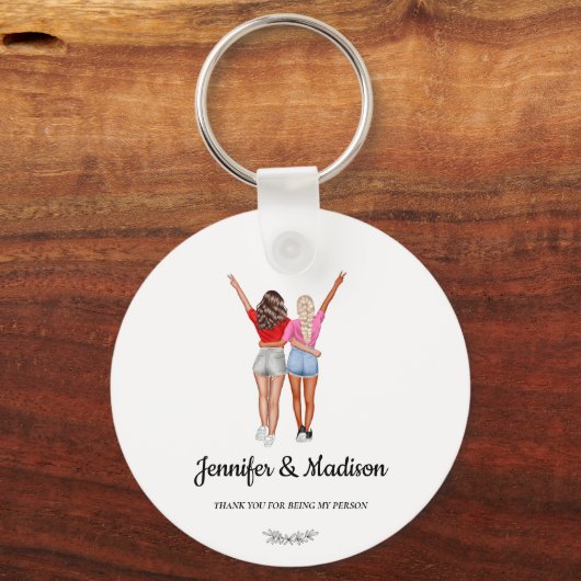 Beste vrienden BFF Besties Vriendschap Aangepaste  Sleutelhanger (Achterkant)