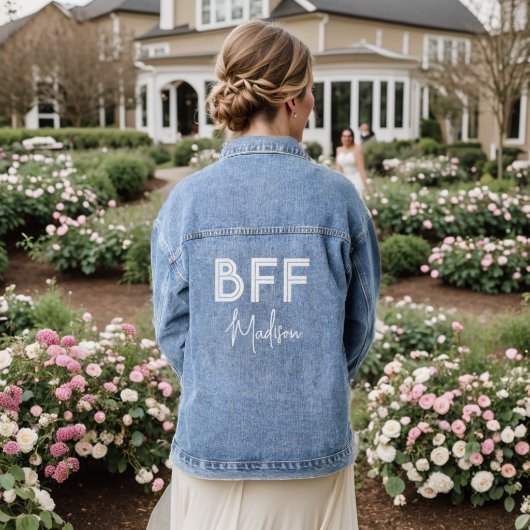 Beste vrienden BFF Chic gepersonaliseerd Denim Jacket (Huwelijk Achterkant)