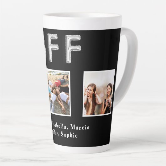 Beste vrienden BFF foto's zwarte zilver Latte Mok (Rechterhoek)