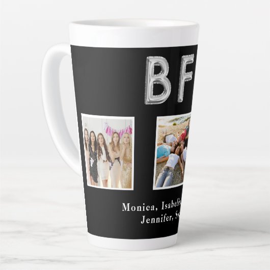 Beste vrienden BFF foto's zwarte zilver Latte Mok (Linkerhoek)