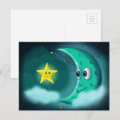 Beste Vrienden Blauwe Maan en Gele Ster Briefkaart (Voorkant / Achterkant)