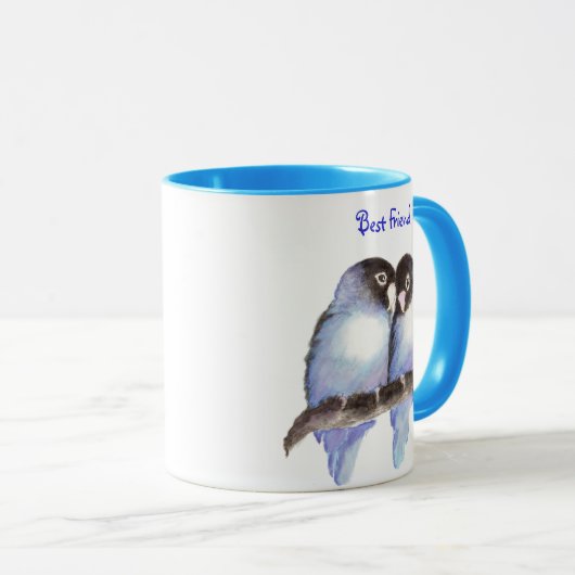 Beste vrienden, blauwe Tortelduifjes, Mok Natuur (Voorkant rechts)