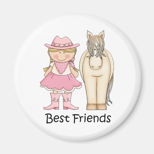 Beste Vrienden - Blond Cowgirl en Paard Magneet (Voorkant)