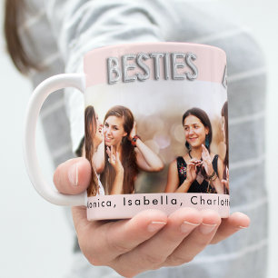 Beste vrienden blush roze zilveren besties foto koffiemok