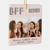 Beste vrienden blush Zilveren foto namen Keramisch Ornament (Rechts)
