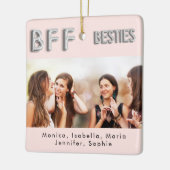 Beste vrienden blush Zilveren foto namen Keramisch Ornament (Links)