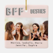 Beste vrienden blush Zilveren foto namen Keramisch Ornament (Achterkant)