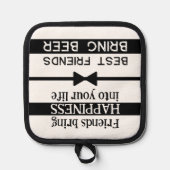 Beste vrienden brengen bier zwart pannenlap (Voorkant)