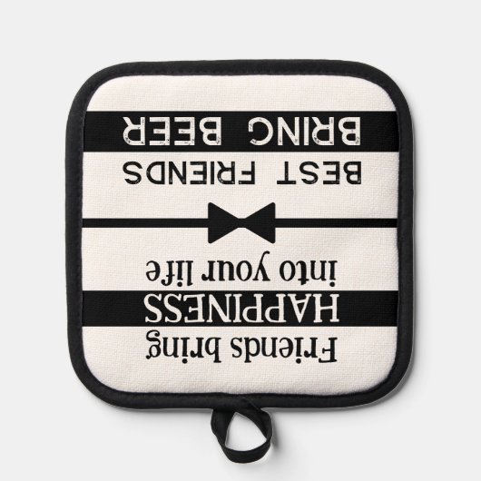 Beste vrienden brengen bier zwart pannenlap (Voorkant)