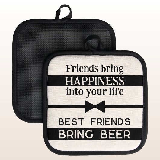 Beste vrienden brengen bier zwart pannenlap