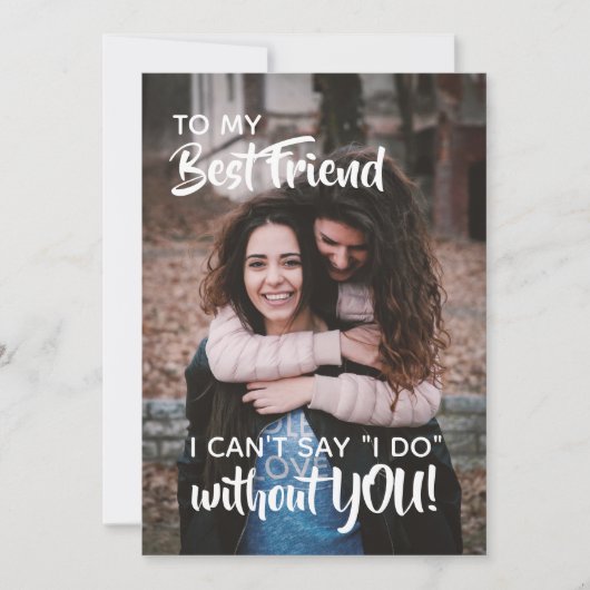 Beste vrienden Bridesmaid-voorstel Witte tekst Kaart (Voorkant)