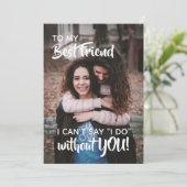 Beste vrienden Bridesmaid-voorstel Witte tekst Kaart (Staand voorkant)