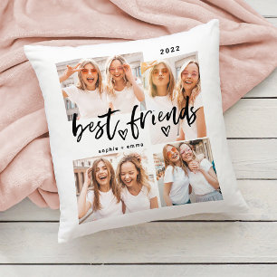 Beste vrienden   Casual script en multi-fotoraster Kussen