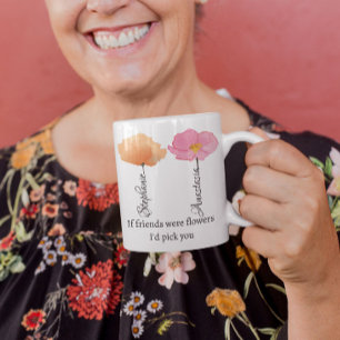 Beste vrienden Collega Afscheid Bestie bloem Tweekleurige Koffiemok