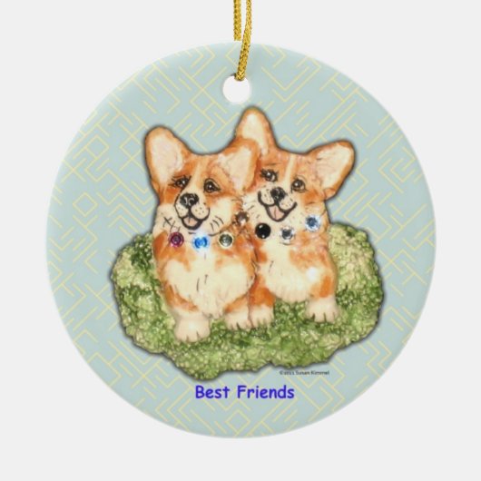 "Beste vrienden" Corgi Ornament (Voorkant)