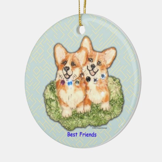 "Beste vrienden" Corgi Ornament (Links)